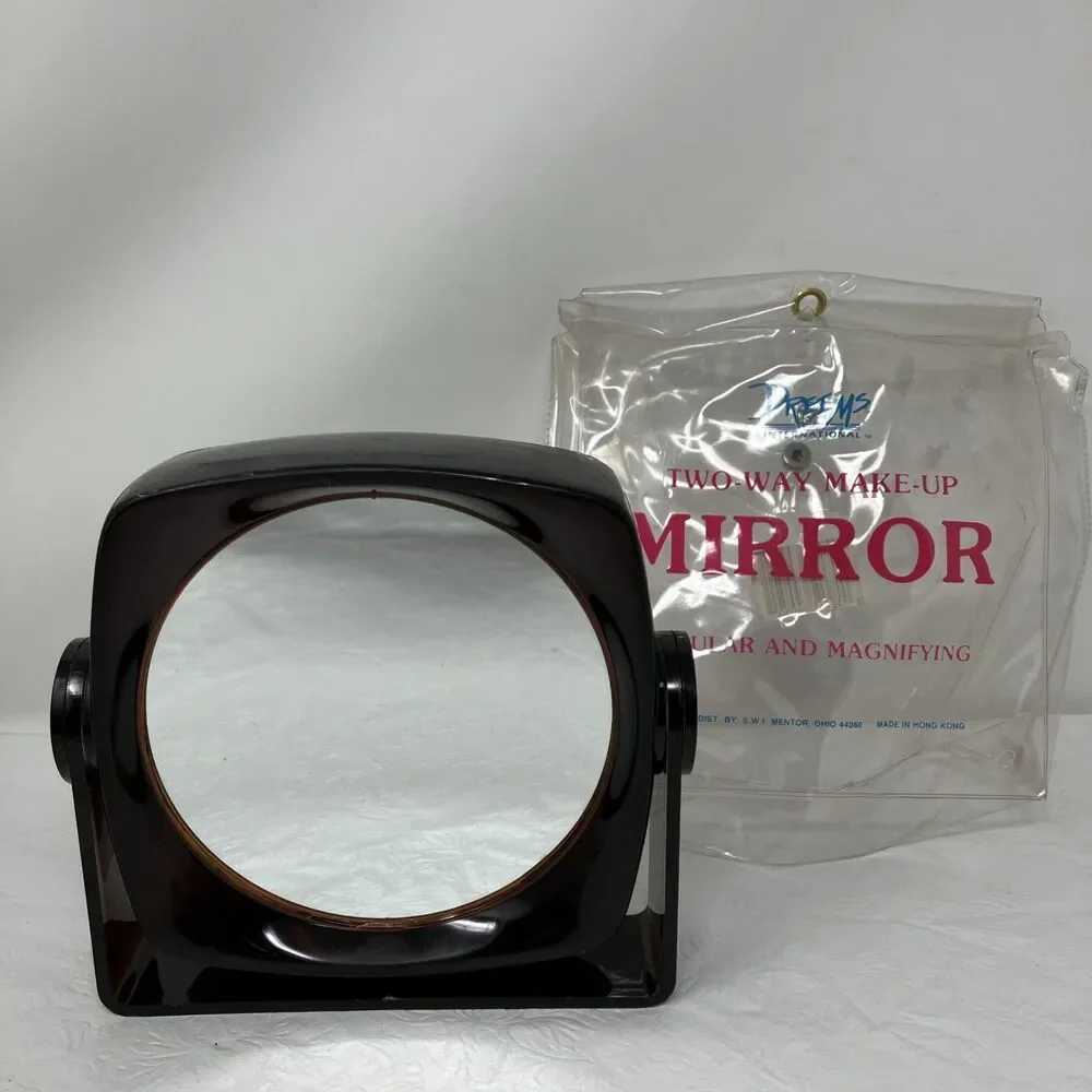 Vintage Magnifying Mirror Two Sided Vanity Plastic Tortoise Shell Hong Kong